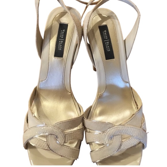White House Black Market Shoes - WHBM Cream leather outsole heels